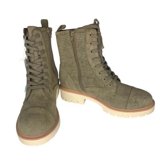 Nordstrom MIA NWT Combat/Moto Boots Olive Lace Up Zipper on Side Size 9.5 - Picture 1 of 11